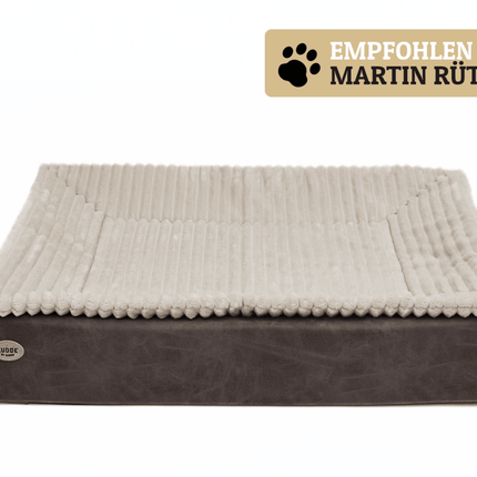 SEO. Hundebett KUDDE veganes Wildleder - taupe Linkreich