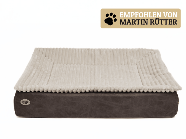 SEO. Hundebett KUDDE veganes Wildleder - taupe Linkreich