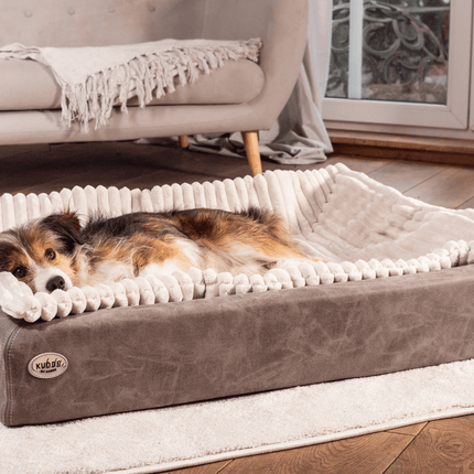 SEO. Hundebett KUDDE veganes Wildleder - taupe Linkreich
