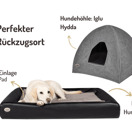 SEO. Hundehöhlen - Bundle | KUDDE + Iglu Hydda - schwarz Linkreich