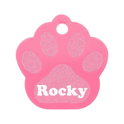 SEO. Hundemarke mit Gravur - Große Pfote - Rosa Linkreich