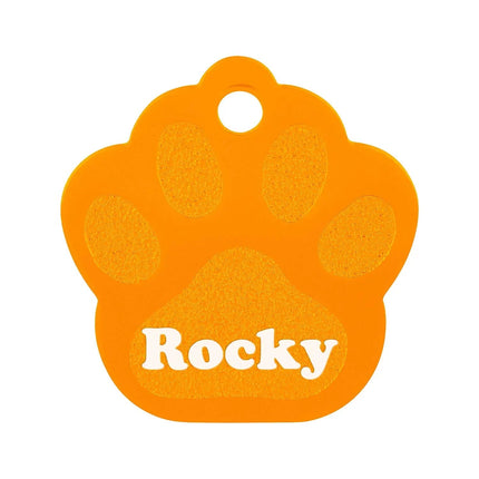 SEO. Hundemarke mit Gravur - Große Pfote - Orange Linkreich