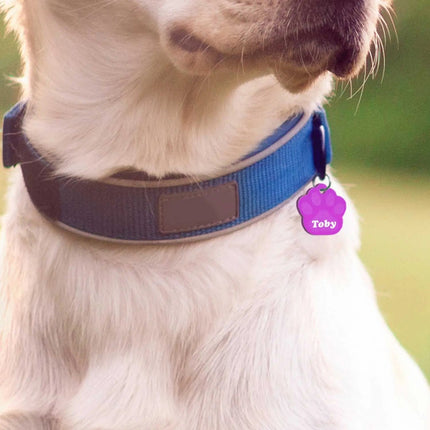 SEO. Hundemarke mit Gravur - Große Pfote - Lila Linkreich