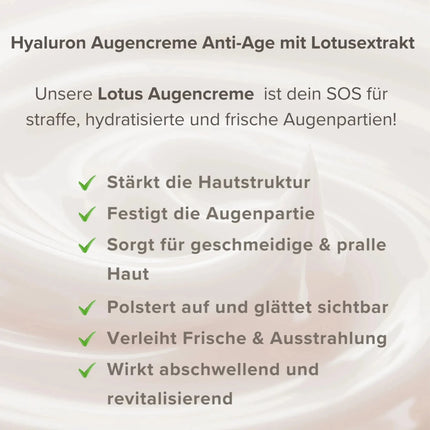 SEO. Hyaluron Augencreme •Anti Age• mit Lotusextrakt - Linkreich