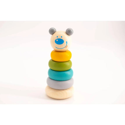 Spielzeug Stapel Bär Pastell Holzspielzeug aus Holz Turm in Buntem Holz Puzzle Maße ca. 13,5x5cm ab 1 Jahr, small foot