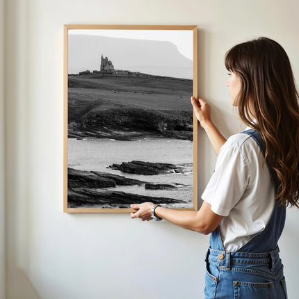 Classiebawn Castle Print – Black and White Irish Coastal Wall Art