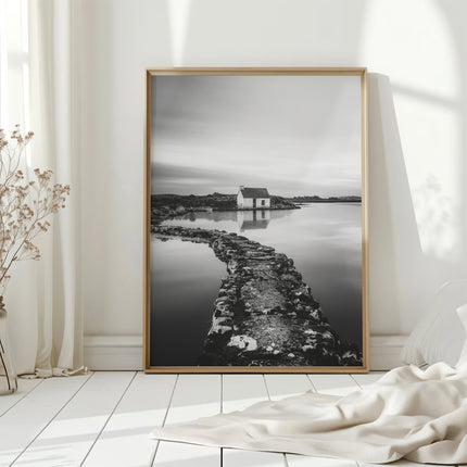 Fisherman’s Bothy, Connemara – Black and White Ireland Wall Art Print