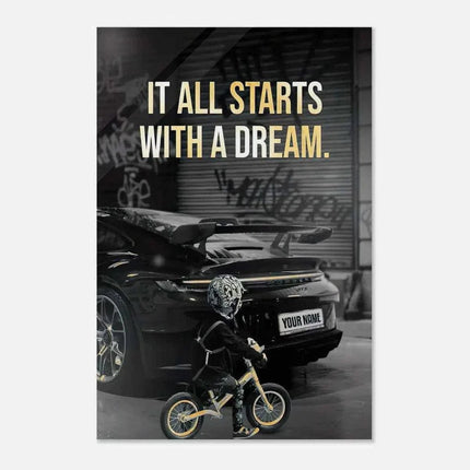 It all starts with a dream - Dein Wunschkennzeichen - Leinwandbild Motivation (Canvas) kaufen bei Linkreich – Jetzt entdecken!