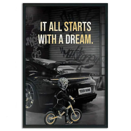 It all starts with a dream - Dein Wunschkennzeichen - Leinwandbild Motivation (Canvas) kaufen bei Linkreich – Jetzt entdecken!