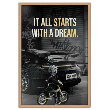 It all starts with a dream - Dein Wunschkennzeichen - Leinwandbild Motivation (Canvas) kaufen bei Linkreich – Jetzt entdecken!
