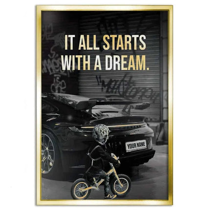 It all starts with a dream - Dein Wunschkennzeichen - Leinwandbild Motivation (Canvas) kaufen bei Linkreich – Jetzt entdecken!