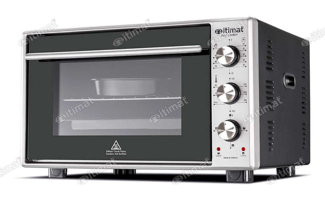 Itimat Elektrischer Backofen – 40L Kapazität, Timer, Thermostat, Inox Grau - Linkreich