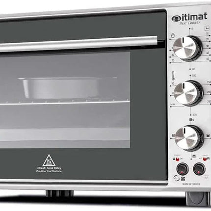 Itimat Elektrischer Backofen – 60L Kapazität, Timer, Thermostat, Inox Grau B Ware - Linkreich