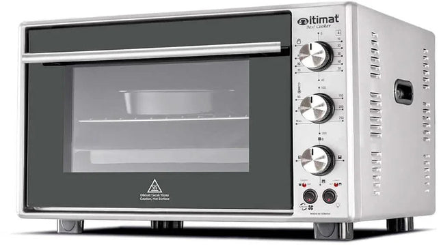 Itimat Elektrischer Backofen – 60L Kapazität, Timer, Thermostat, Inox Grau B Ware - Linkreich