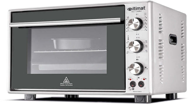 Itimat Elektrischer Backofen – 60L Kapazität, Timer, Thermostat, Inox Grau - Linkreich