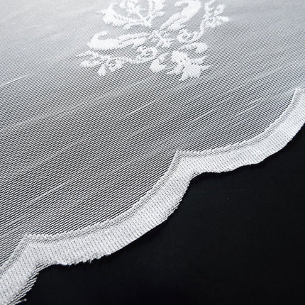 SEO. Jacquard Bogenstore Gardine »Ines«, Barock Blumenmuster Weiß Kräuselband Universalband Faltenband Store 13142 - 145x450 Linkreich