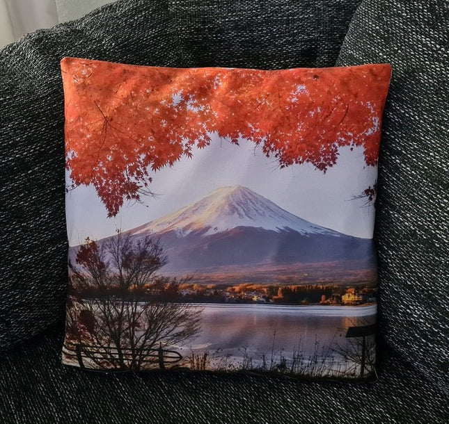 SEO. Japan Kissenbezug & Weltkulturerbe: Vulkan Fuji - 45cm x 45cm - Linkreich