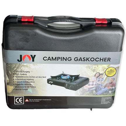 JOY Camping Gaskocher mit Koffer – Piezo-Zündung, für 227 g Butan-Kartuschen