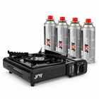 JOY Camping Gaskocher Set mit Koffer & 4 Gaskartuschen 227 g – Piezo-Zündung, Butan MSF-1a