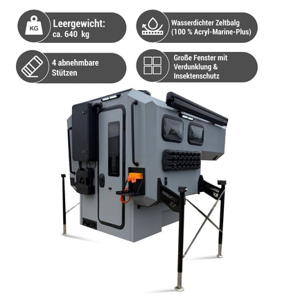JOY Gladiator Absetzkabine – wintertauglich mit Diesel - Standheizung, Duschkabine, Solaranlage & Landstrom (Absetzkabinen) kaufen bei Linkreich – Jetzt entdecken!