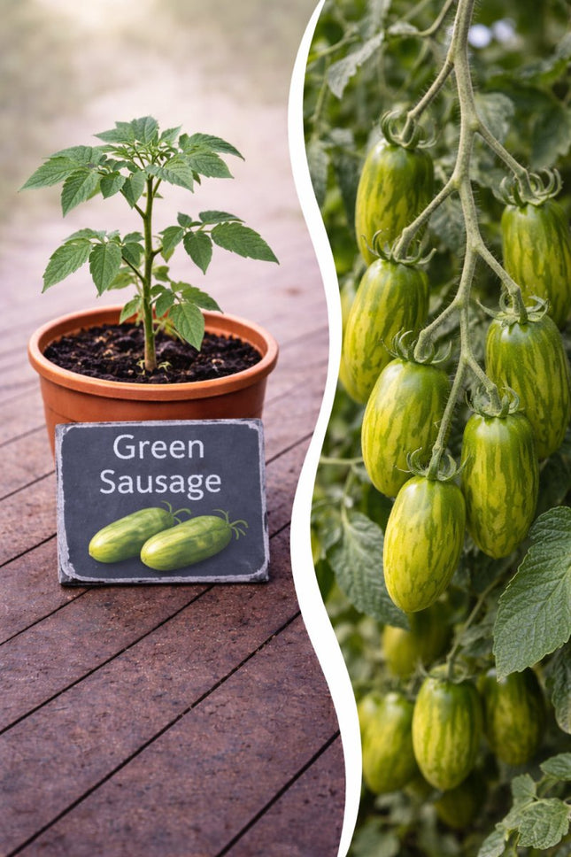 SEO. Jungpflanze Tomate - Green Sausage - Linkreich