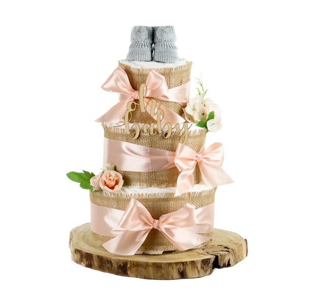 Windeltorte ALLES JUTE zur Geburt apricot