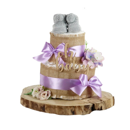 Windeltorte ALLES JUTE zur Geburt lilac