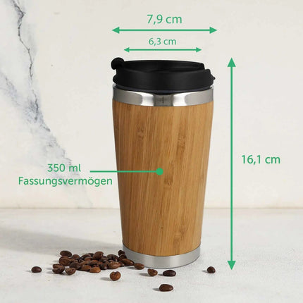 SEO. Kaffeebecher aus Bambus mit Gravur - verschiedene Motive - Keep Warm Linkreich