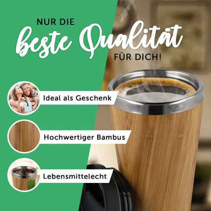 SEO. Kaffeebecher aus Bambus mit Gravur - Verschiedene Motive mit eigenem Namen - Mountain Adventure Linkreich