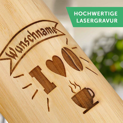 SEO. Kaffeebecher aus Bambus mit Gravur - Verschiedene Motive mit eigenem Namen - Mountain Adventure Linkreich