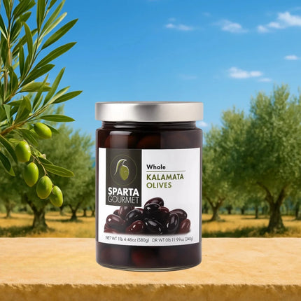 Kalamata Oliven mit Stein 340g - Sparta Gourmet Premium Qualität aus Griechenland - Linkreich