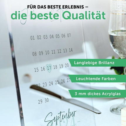 SEO. Kalender auf Acrylglas - Personalisiertes Geschenk mit Namen & Datum - Linkreich