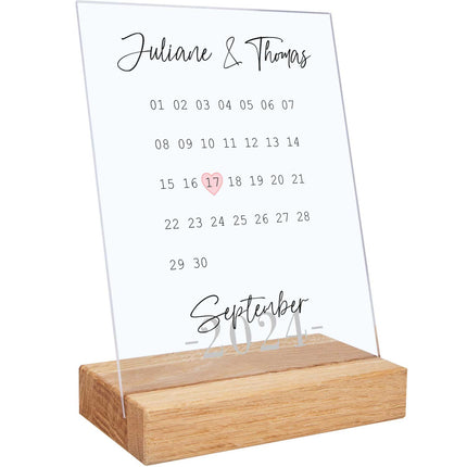 SEO. Kalender auf Acrylglas - Personalisiertes Geschenk mit Namen & Datum - Linkreich