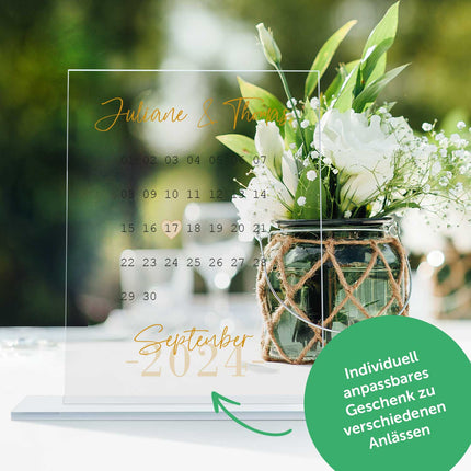 SEO. Kalender auf Acrylglas - Personalisiertes Geschenk mit Namen & Datum - Linkreich