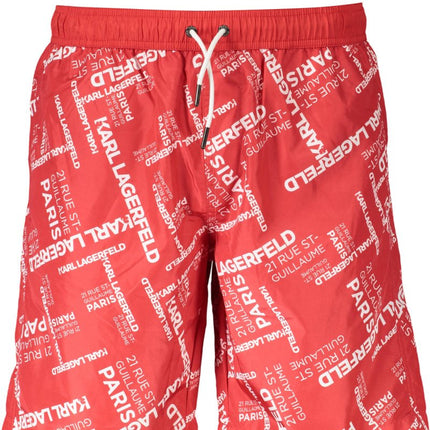 SEO. KARL LAGERFELD BEACHWEAR Badeanzug Herren Unterteil Rot – Long Beach Boxer mit Tasche - Rot Linkreich