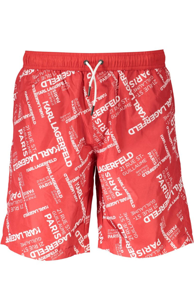 SEO. KARL LAGERFELD BEACHWEAR Badeanzug Herren Unterteil Rot – Long Beach Boxer mit Tasche - Rot Linkreich