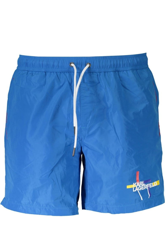 SEO. KARL LAGERFELD BEACHWEAR Badeanzughose Herren Blau – Medium Swim Boxer mit Logo - Print - Hellblau Linkreich