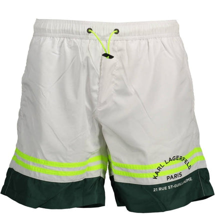 SEO. KARL LAGERFELD BEACHWEAR Badeboxer Herren – Kurze Badehose mit Kontrastdetails - Weiß Linkreich