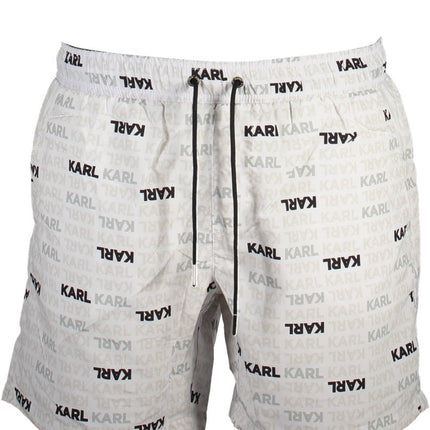 SEO. KARL LAGERFELD BEACHWEAR Badehose Herren Schwarz – Medium Beach Boxer mit Slip - Weiß Linkreich