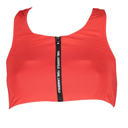KARL LAGERFELD BEACHWEAR Badeanzug-Top Damen Rot – Sportlich mit Front-Reißverschluss
