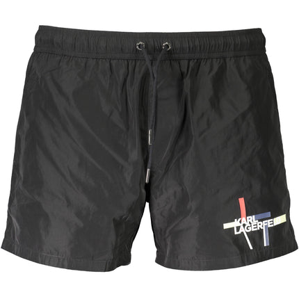 Karl Lagerfeld Beachwear Badeanzughose Herren Grau – Badeshorts mit Logo-Print