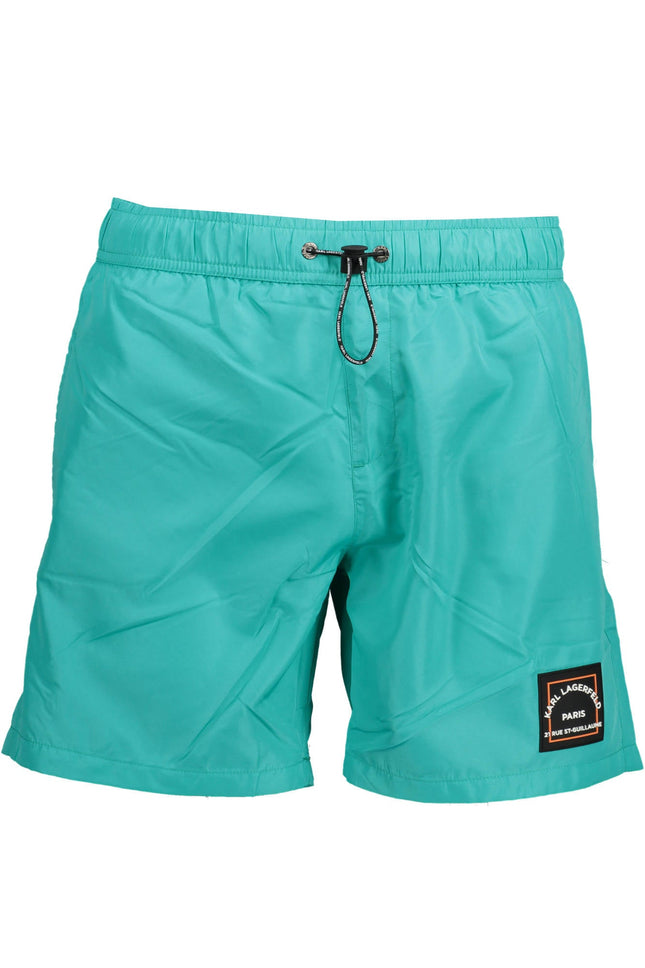 KARL LAGERFELD BEACHWEAR Badeanzughose Herren Grün – Elastischer Bund & Logo-Applikation