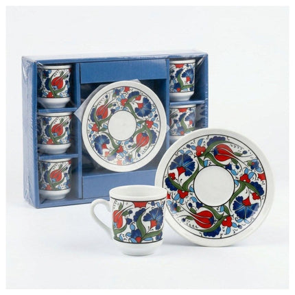 KayaHome Cezve No 5 Gold 220 ml Mokka-Set mit 6 Moccatassen – Tassen-Set Tulip