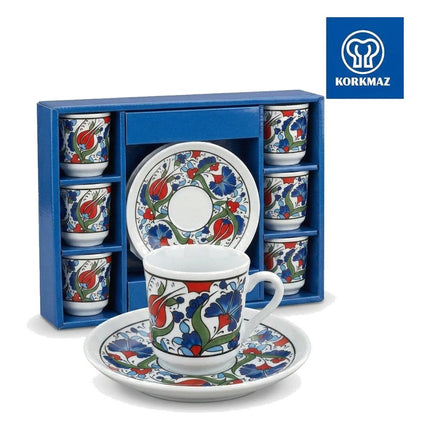 KayaHome Cezve No 6 Induktion 350 ml Mokka-Set mit 6 Moccatassen – Tassen-Set Tulip
