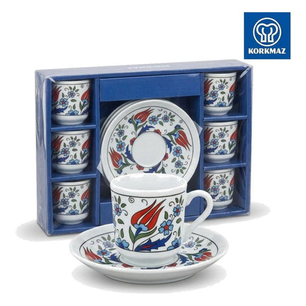 KayaHome Kupfer Cezve No 6 Gold 350 ml Mokka-Set mit 6 Moccatassen – Tassen-Set Bosphorus