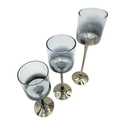 Kerzenleuchter aus Glas 3er Set Kerzenglas Windlicht Weihnachten silber Stumpenkerzen (Kerzenhalter) kaufen bei Linkreich – Jetzt entdecken!