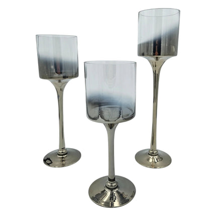 Kerzenleuchter aus Glas 3er Set Kerzenglas Windlicht Weihnachten silber Stumpenkerzen (Kerzenhalter) kaufen bei Linkreich – Jetzt entdecken!