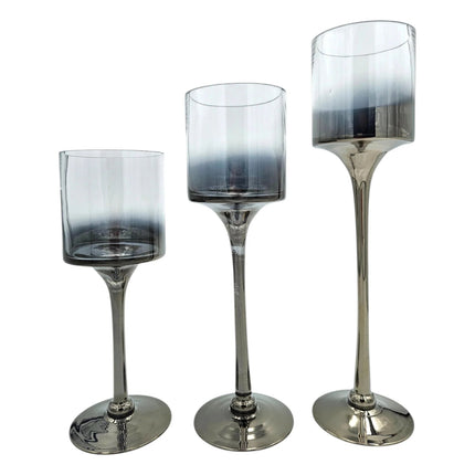 Kerzenleuchter aus Glas 3er Set Kerzenglas Windlicht Weihnachten silber Stumpenkerzen (Kerzenhalter) kaufen bei Linkreich – Jetzt entdecken!