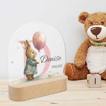 SEO. Kinder LED Nachtlicht mit Sockel aus Holz - "Initial Tiere" - Schaf Linkreich