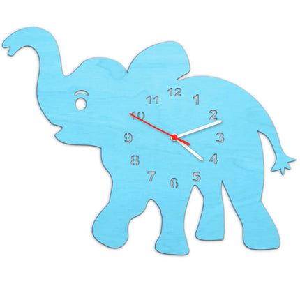 SEO. Kinder Wanduhr im Baby - Elefanten Design - Baby Blau Linkreich
